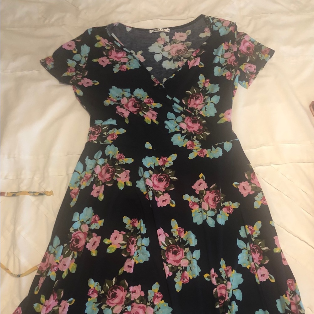 Never worn floral wrap dress